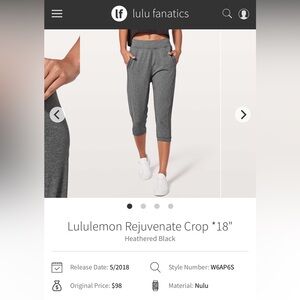 Lululemon Rejuvenate Crop 18 inseam size 6. Excellent condition